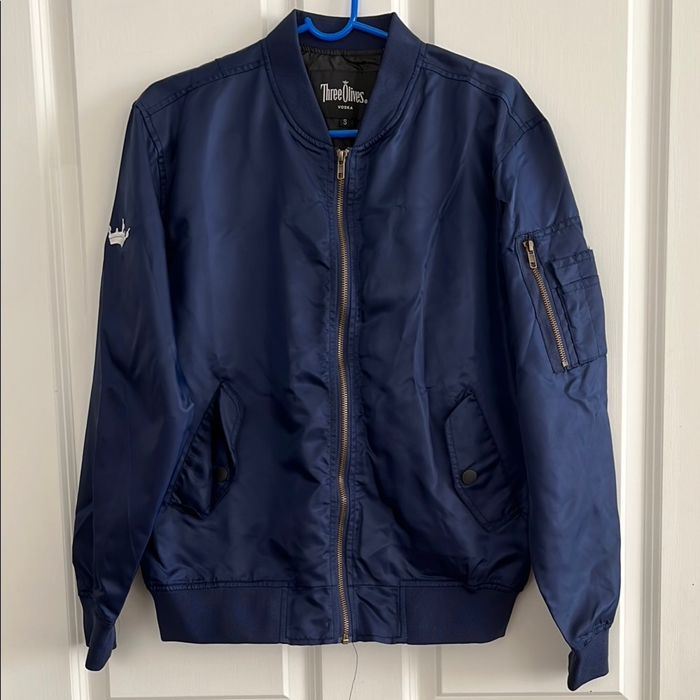 Three Olives Vodka Men's Navy Blue Bomber Jacket S
